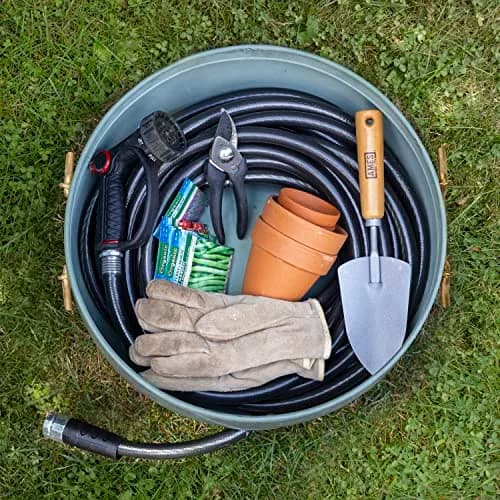 Good Directions Sedona Hose Pot with Lid, Brass Accents, 17.5"L x 17.5"W x 13.5"H | Holds up to 100-Feet of Hose thumbnail 2