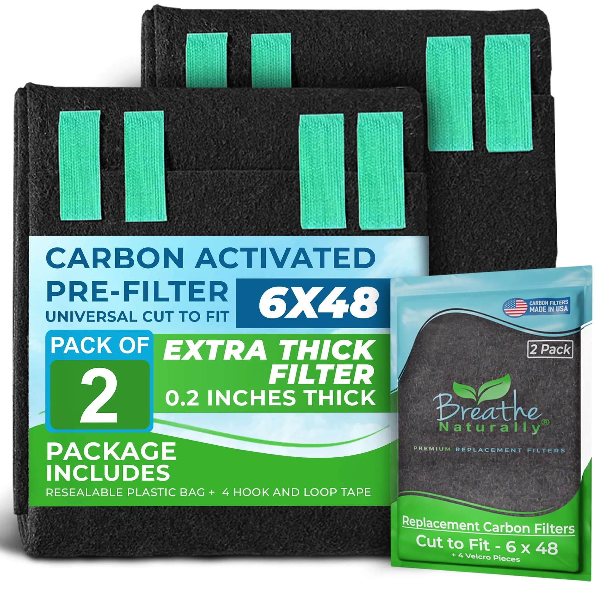 Breathe Naturally 6x48 Inch Cut-to-Fit Activated Carbon Air Filter Sheet (2-Pack) - main product image