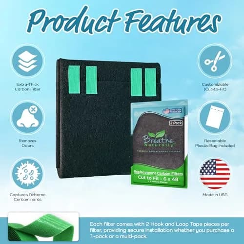 Breathe Naturally Universal Carbon Air Filter 6x48 | Custom Cut, Extra Thick 0.2-inch, Made in USA thumbnail 4