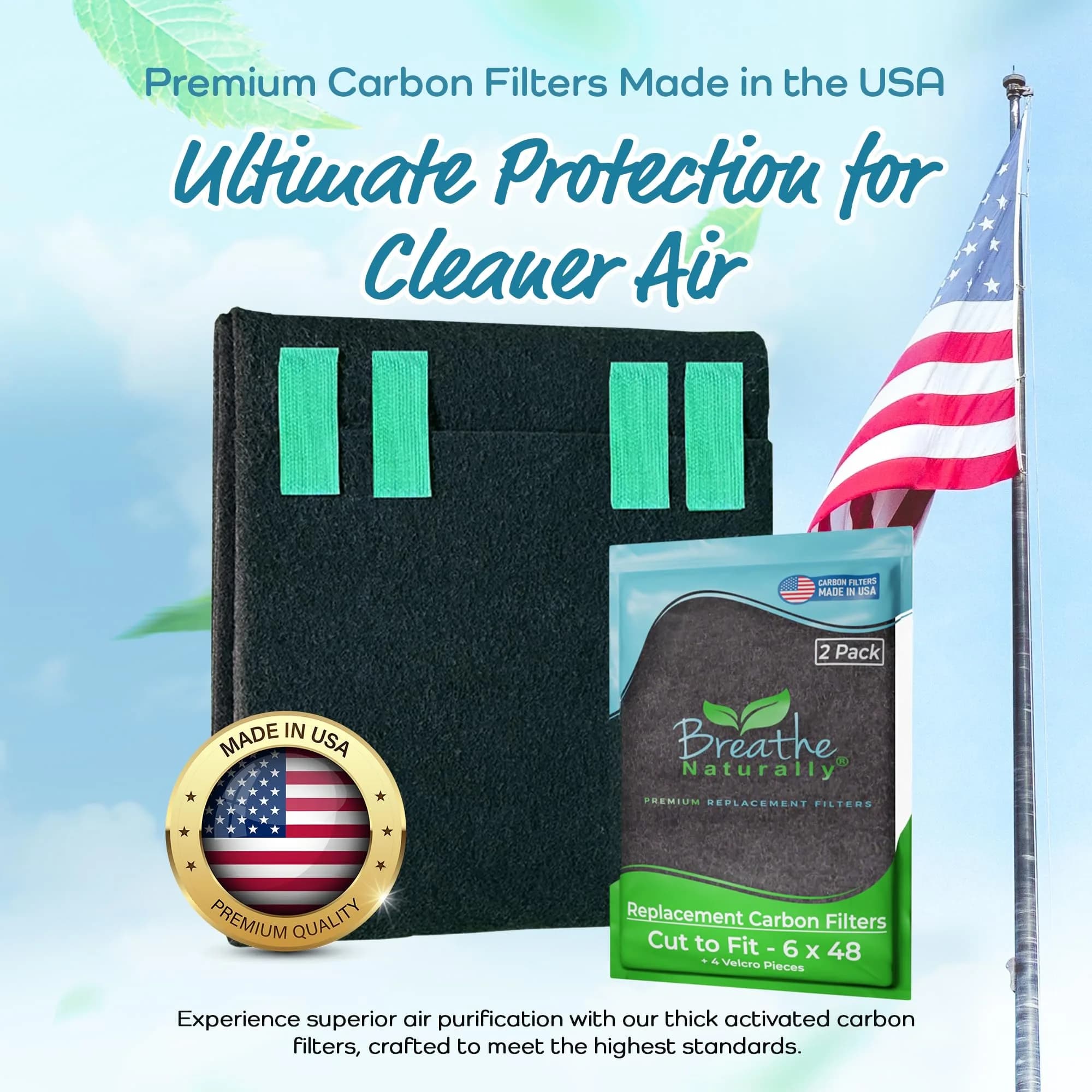 Breathe Naturally 6x48 Inch Cut-to-Fit Activated Carbon Air Filter Sheet (2-Pack) - view 2