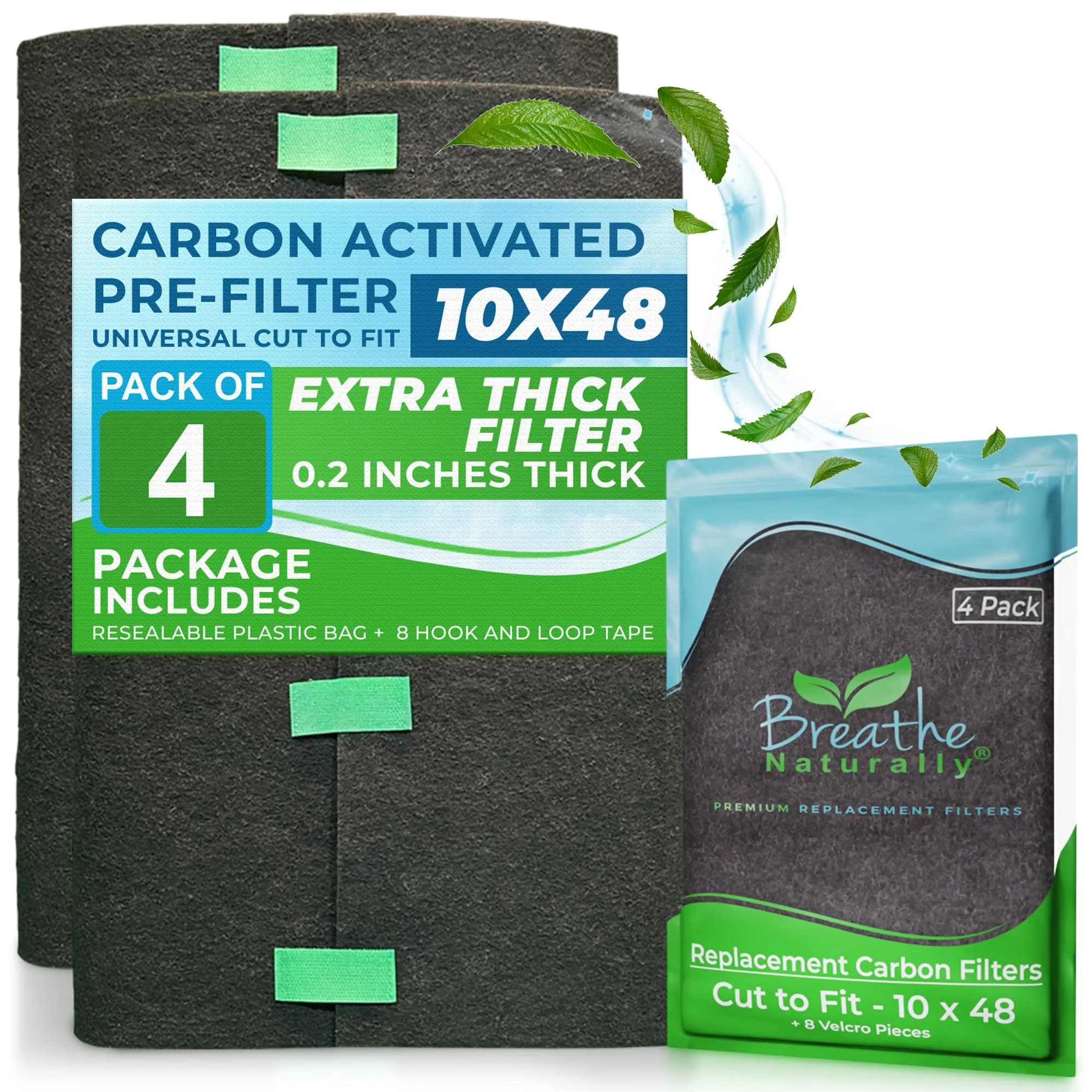Breathe Naturally 10x48 Cut-to-Fit Activated Carbon Air Filter - 4 Pack - main product image