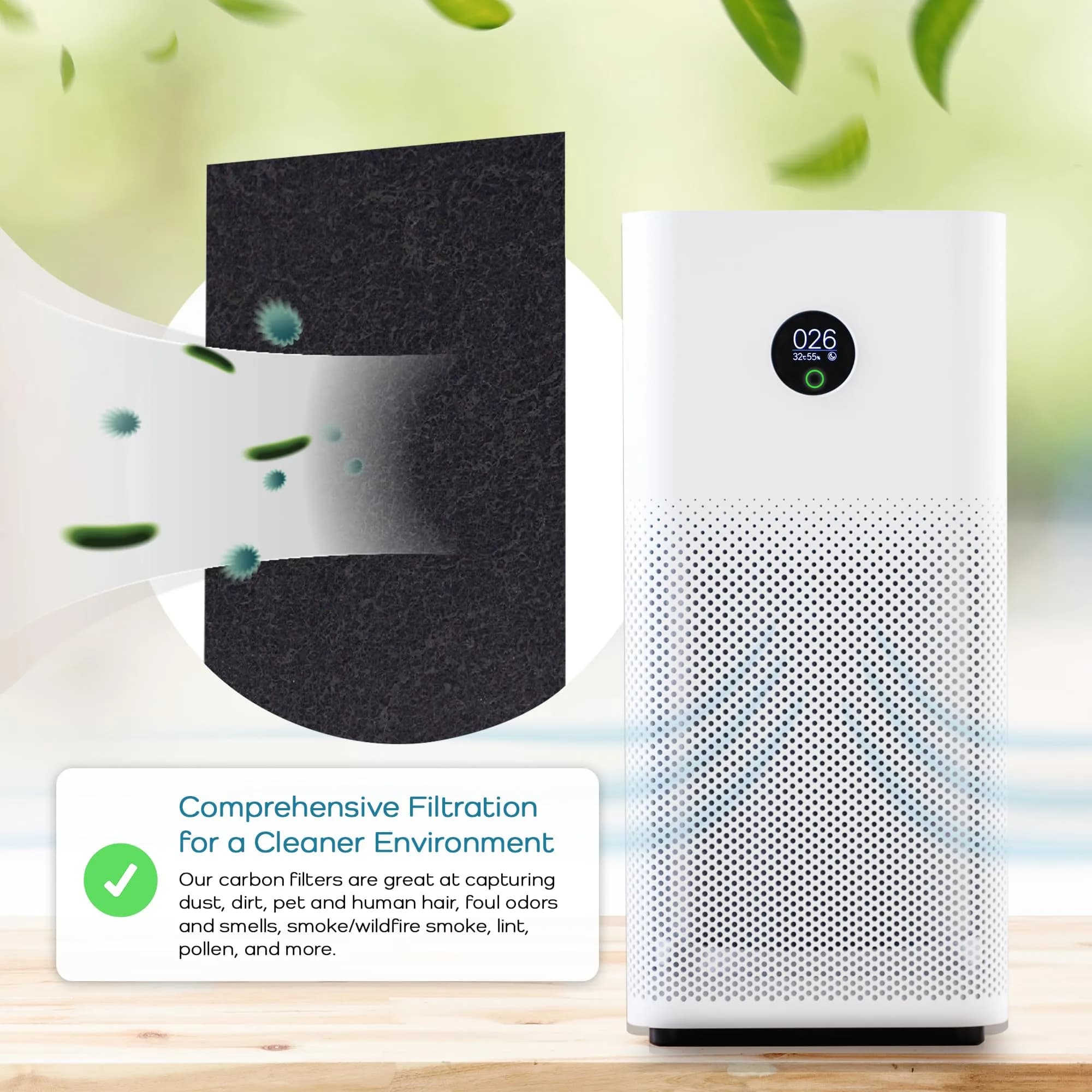 Breathe Naturally Universal Cut-to-Fit Carbon Activated Air Filter 4 Pack (16x48 inches) | Extra Thick 0.2" Filtration for Air Purifiers & Vents - view 8