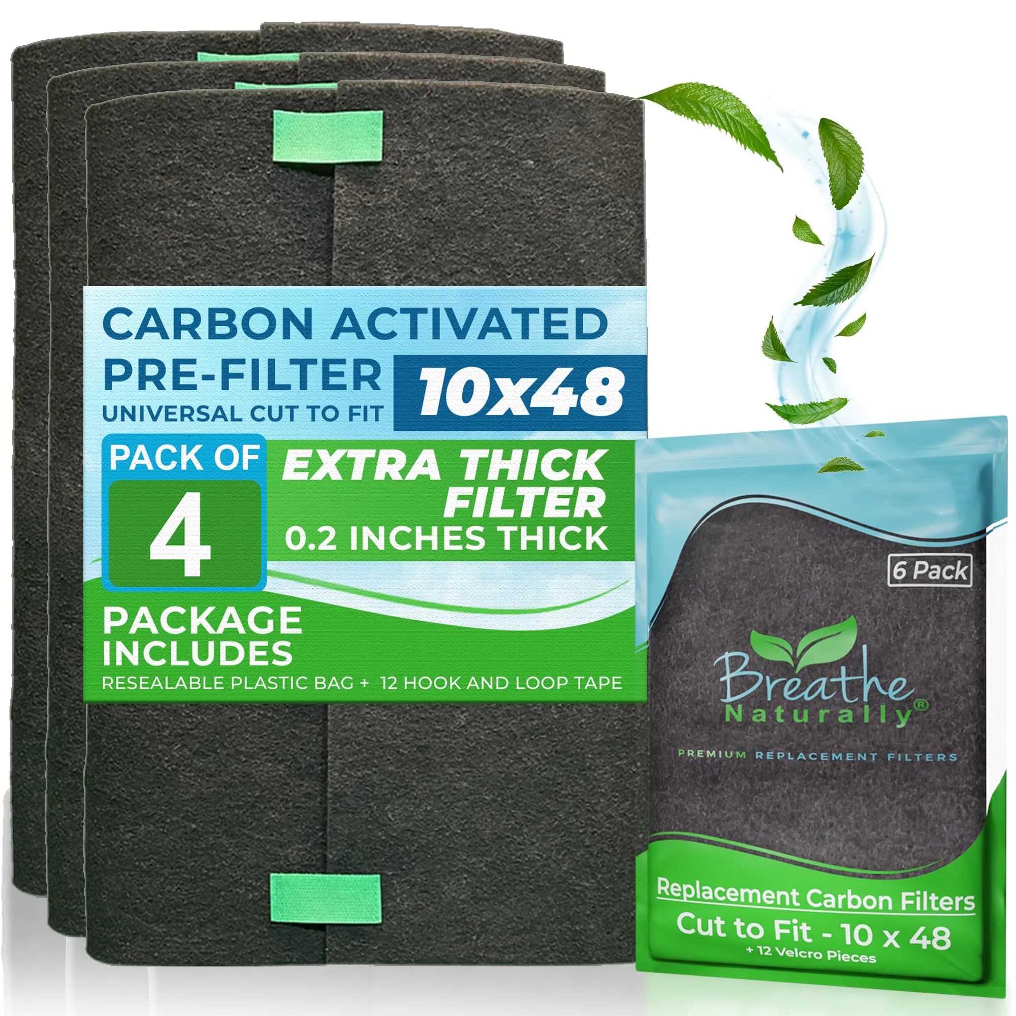 Breathe Naturally Universal 10x48 Cut-to-Fit Activated Carbon Air Filter - 6 Pack - main product image
