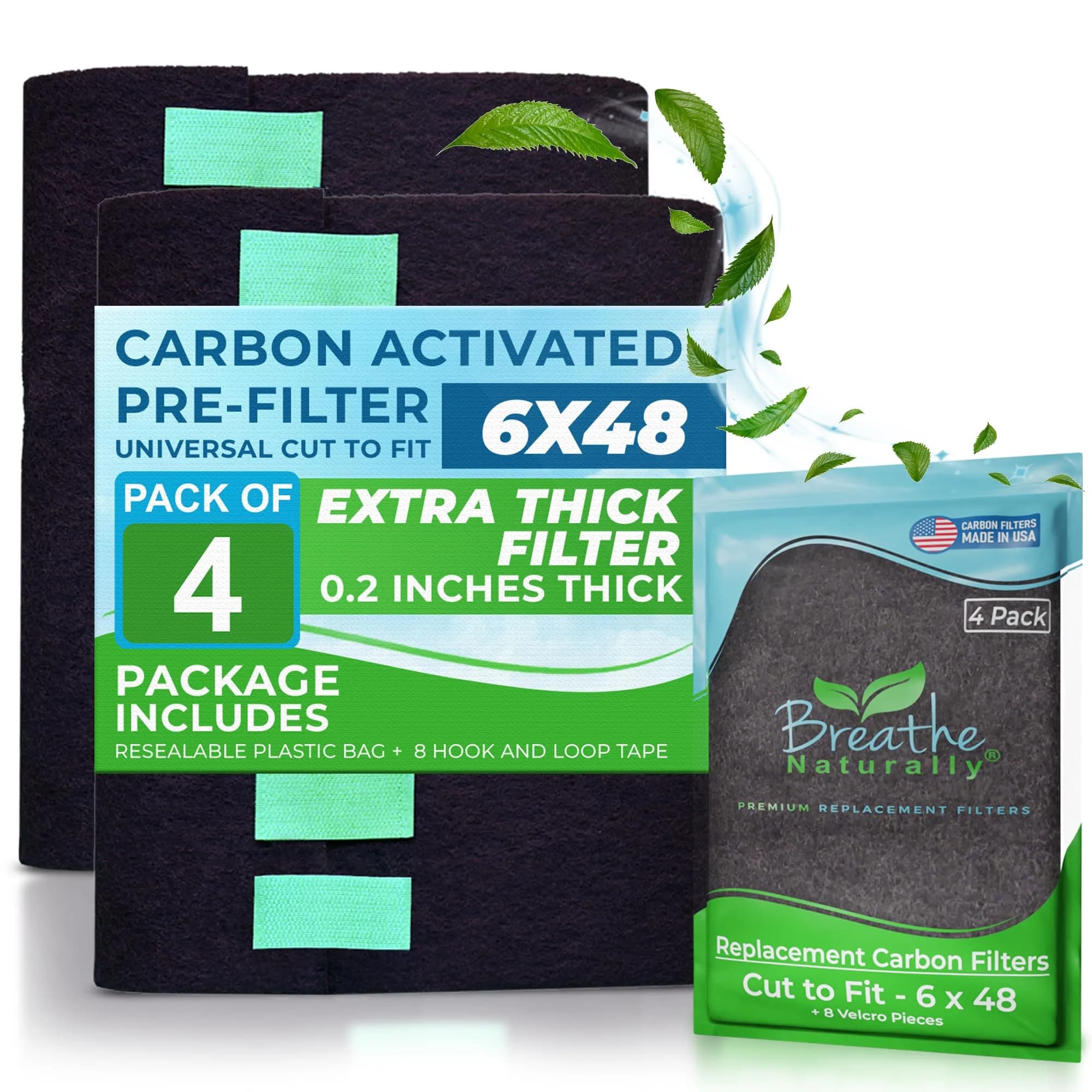 Breathe Naturally 6x48 Cut-to-Fit Activated Carbon Air Filter - 4 Pack - main product image