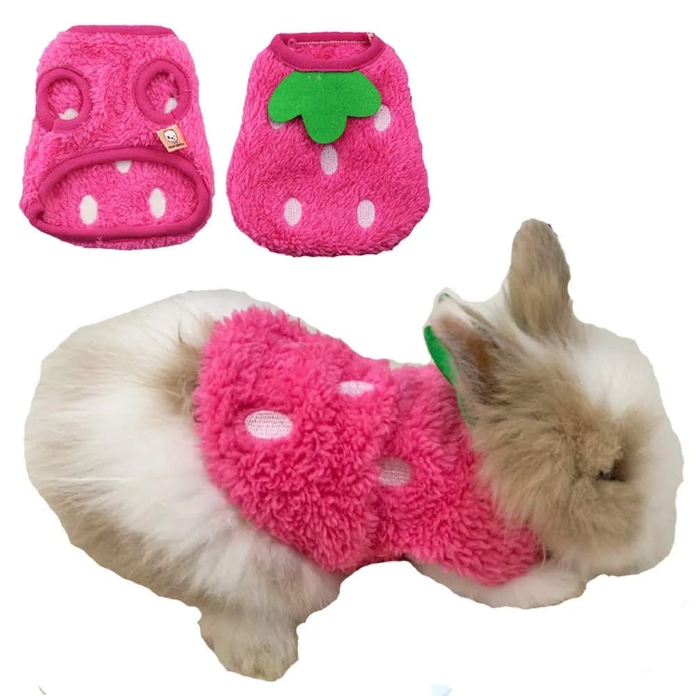 ANIAC Bunny Clothes for Rabbits Warm Kitten Vest Fleece XXXS Pink | Cozy Small Animal T-Shirt