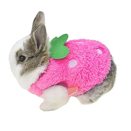 ANIAC Bunny Clothes for Rabbits Warm Kitten Vest Fleece XXXS Pink | Cozy Small Animal T-Shirt thumbnail 2
