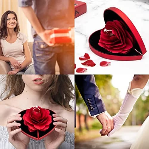 wonuu Red Heart Rose Ring Box for Proposal & Engagement | 13.5 cm (5.3 in) thumbnail 7