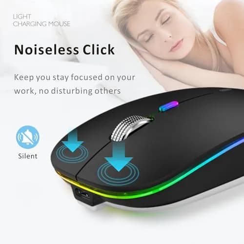 Uiosmuph G12 Wireless Mouse | Rechargeable, Silent, USB-C, 1600 DPI, Matte Black thumbnail 4