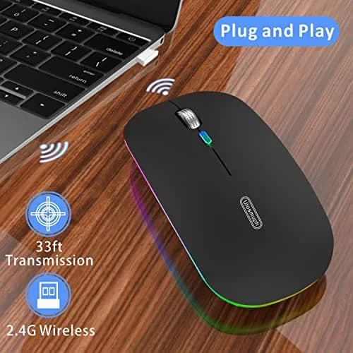 Uiosmuph G12 Wireless Mouse | Rechargeable, Silent, USB-C, 1600 DPI, Matte Black thumbnail 3