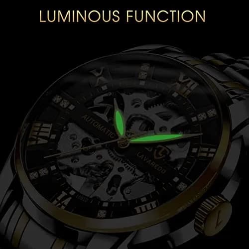 A ALPS Automatic Mechanical Watch for Men | 41mm Stainless Steel Case, Skeleton Dial, 30M Water Resistance thumbnail 6