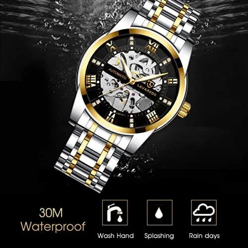 A ALPS Automatic Mechanical Watch for Men | 41mm Stainless Steel Case, Skeleton Dial, 30M Water Resistance thumbnail 7