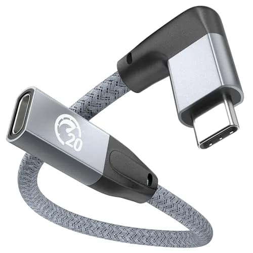 UseBean Right Angle USB C Extension Cable 0.6FT | 20Gbps Data & 100W Fast Charging thumbnail 1