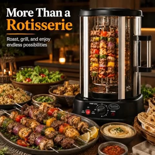 Alpine Cuisine 21L Vertical Rotisserie Grill 1500W | Multifunctional Kitchen Appliance for Roasting, Grilling & Baking thumbnail 2