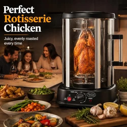 Alpine Cuisine 21L Vertical Rotisserie Grill 1500W | Multifunctional Kitchen Appliance for Roasting, Grilling & Baking thumbnail 3