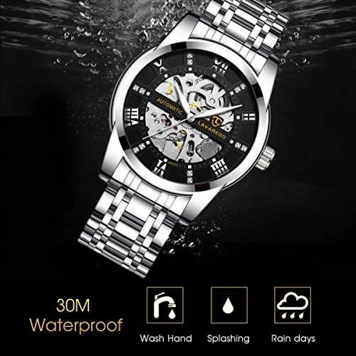 A ALPS Automatic Mechanical Watch for Men, 41mm Stainless Steel Case, 20mm Band, 30M Water Resistant | Skeleton Dial thumbnail 5