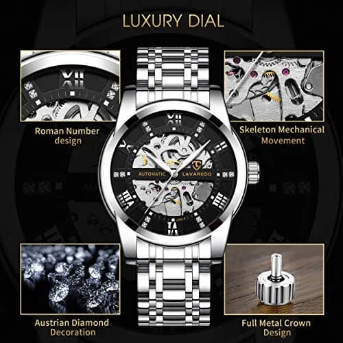 A ALPS Automatic Mechanical Watch for Men, 41mm Stainless Steel Case, 20mm Band, 30M Water Resistant | Skeleton Dial thumbnail 2