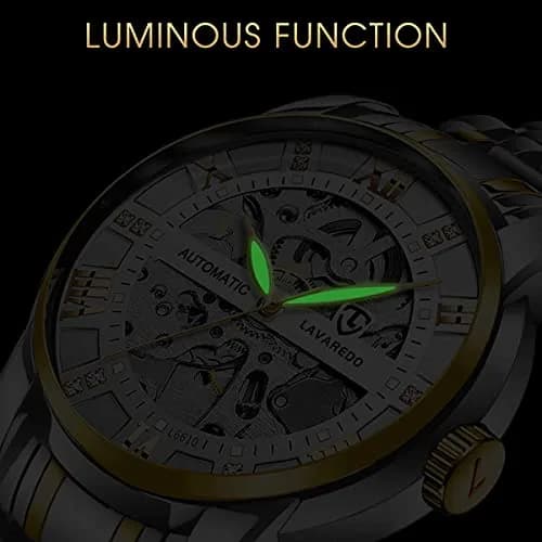 A ALPS Mens Watch, Automatic Self-Winding Mechanical Waterproof Watch | Luxurious Skeleton Dial, 41mm, Silver Strap thumbnail 5