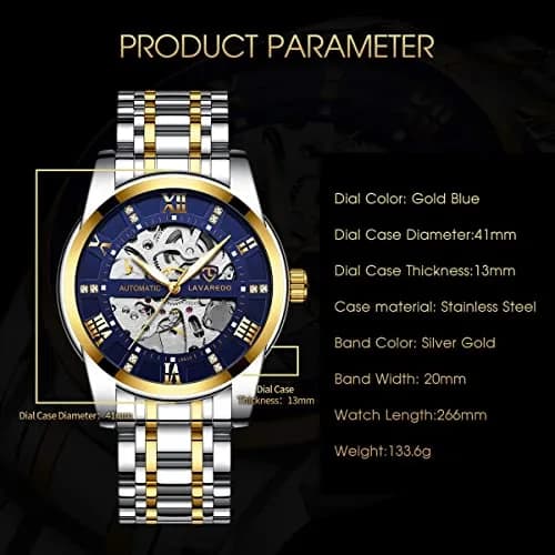A ALPS Mens Watch, Automatic Self-Winding Mechanical Waterproof Watch with Roman Numerals thumbnail 5