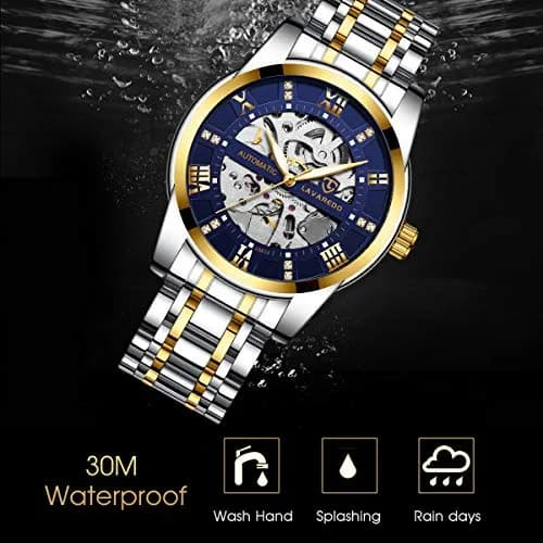 A ALPS Mens Watch, Automatic Self-Winding Mechanical Waterproof Watch with Roman Numerals thumbnail 6