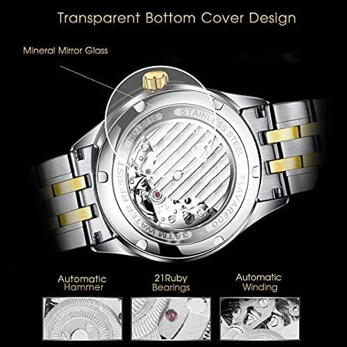 A ALPS Mens Watch, Automatic Self-Winding Mechanical Waterproof Watch with Roman Numerals thumbnail 3