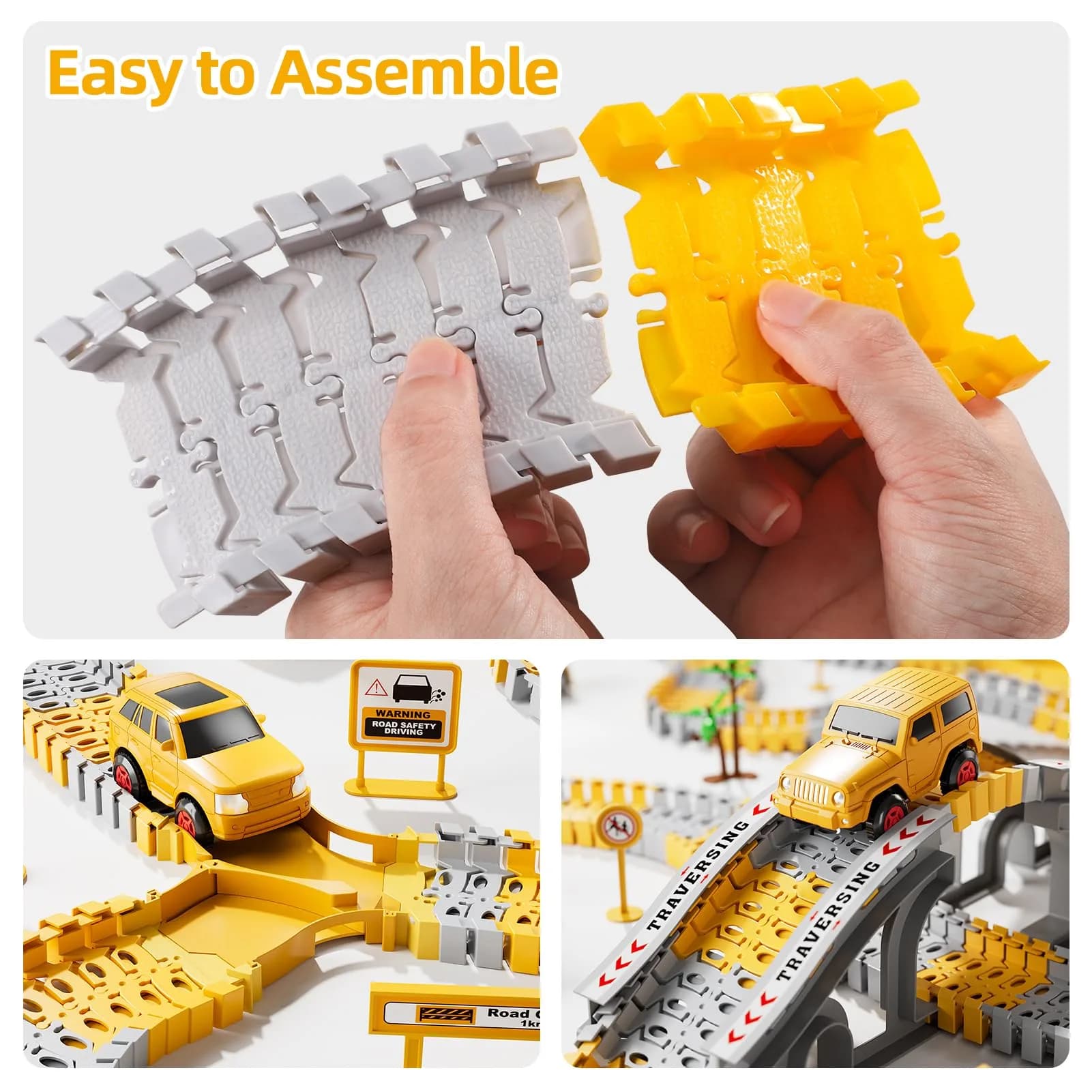 IHAHA 236 PCS Construction Race Track Set with 2 Electric Cars & 4 Trucks | 10 inches (25.4 cm) Length - view 5