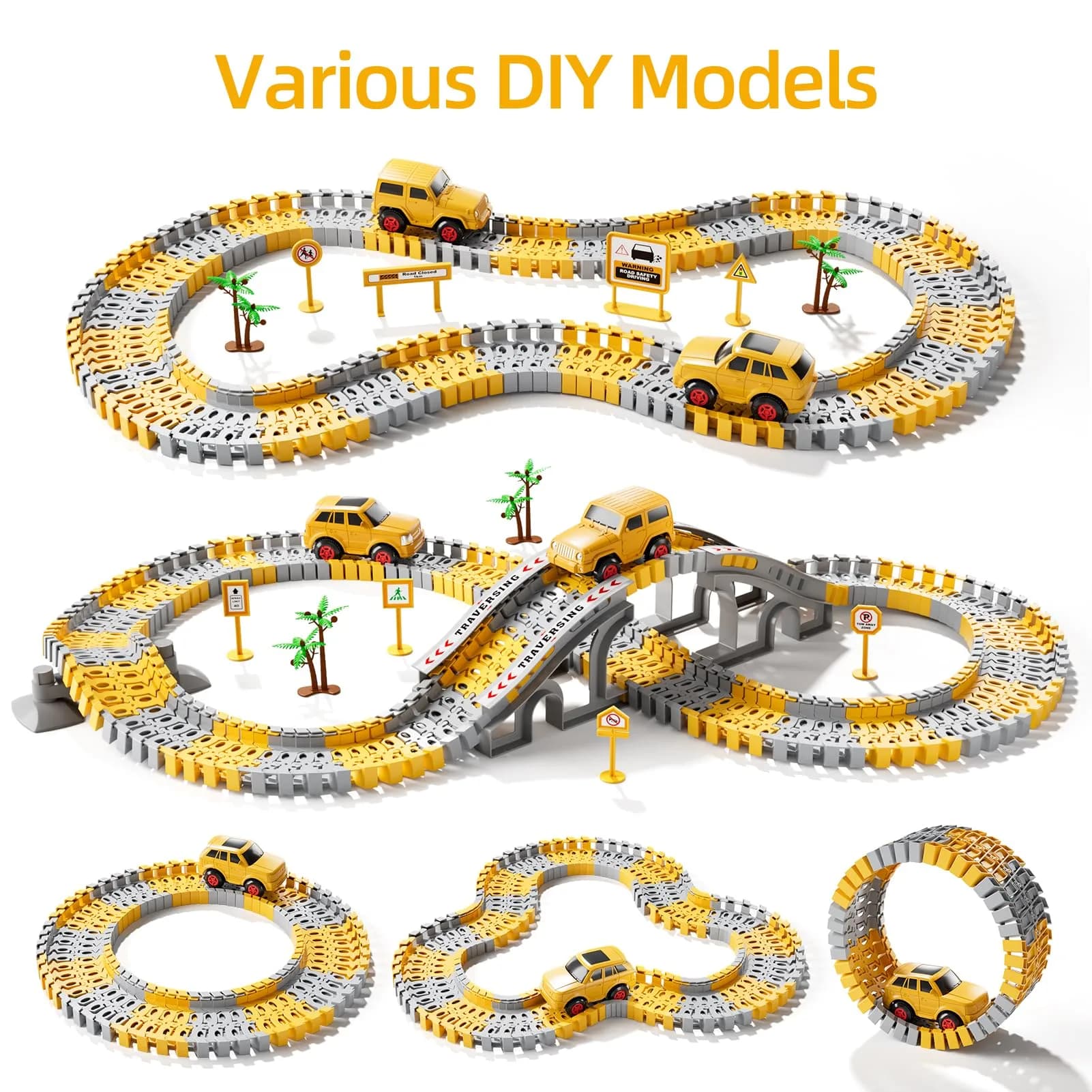 IHAHA 236 PCS Construction Race Track Set with 2 Electric Cars & 4 Trucks | 10 inches (25.4 cm) Length - view 4
