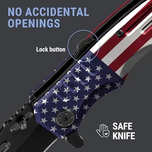 Grand Way Patriotic Pocket Knife American Flag | 3.4" Blade, Spring Assisted, Food & Outdoor Use thumbnail 3