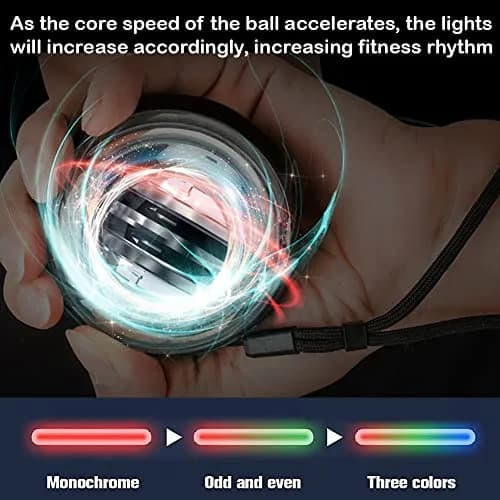 GOZATO Auto-Start Wrist Power Gyro Ball with LED Lights, Wrist & Forearm Exerciser, 22kg Resistance | Grips, Strengthens, and Rehabilitates thumbnail 5