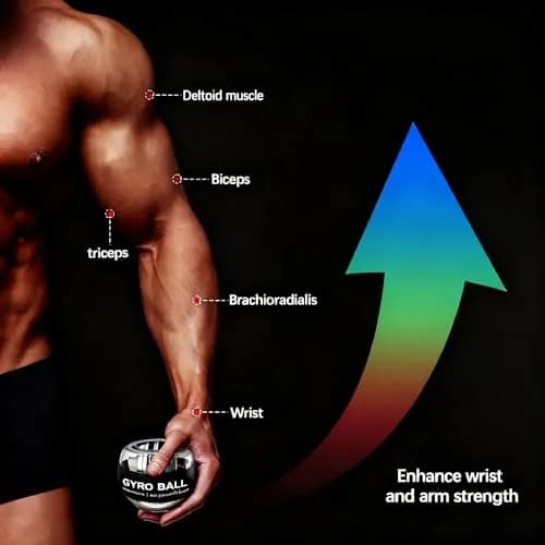 GOZATO Auto-Start Wrist Power Gyro Ball with LED Lights, Wrist & Forearm Exerciser, 22kg Resistance | Grips, Strengthens, and Rehabilitates thumbnail 2