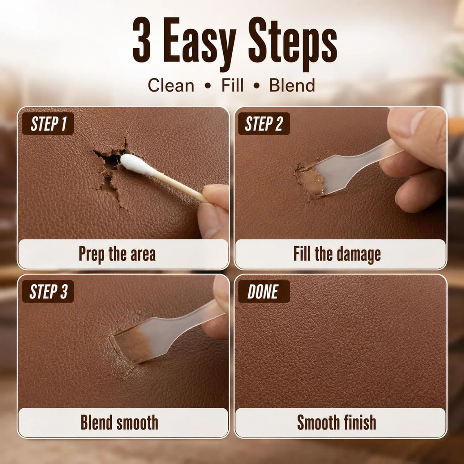 ARCSSAI ARCSSAL Brown Leather Repair Kit | Restores Furniture, Sofas, Jackets, Car Seats & Purses - view 5