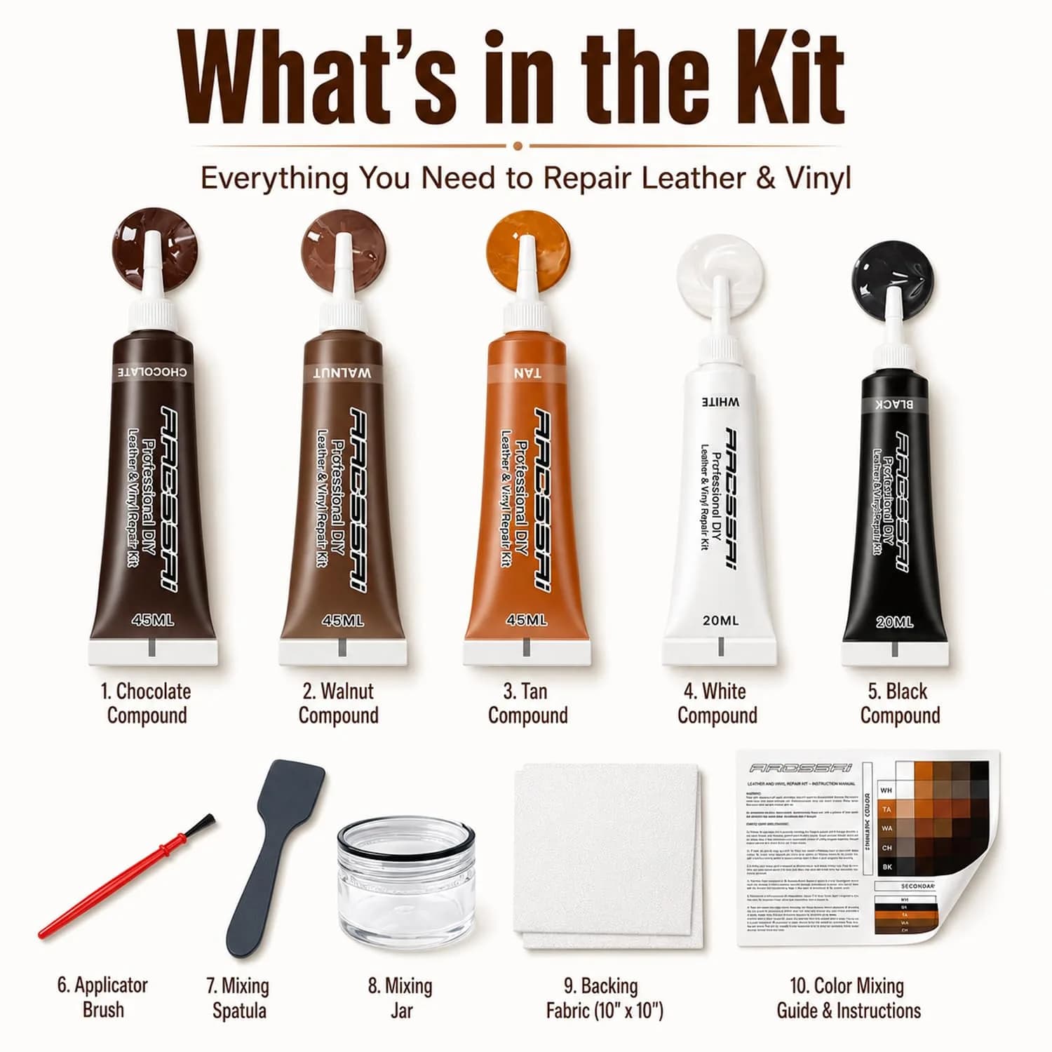 ARCSSAI ARCSSAL Brown Leather Repair Kit | Restores Furniture, Sofas, Jackets, Car Seats & Purses - view 6