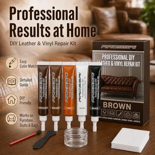 ARCSSAI ARCSSAL Brown Leather Repair Kit | Restores Furniture, Sofas, Jackets, Car Seats & Purses thumbnail 7