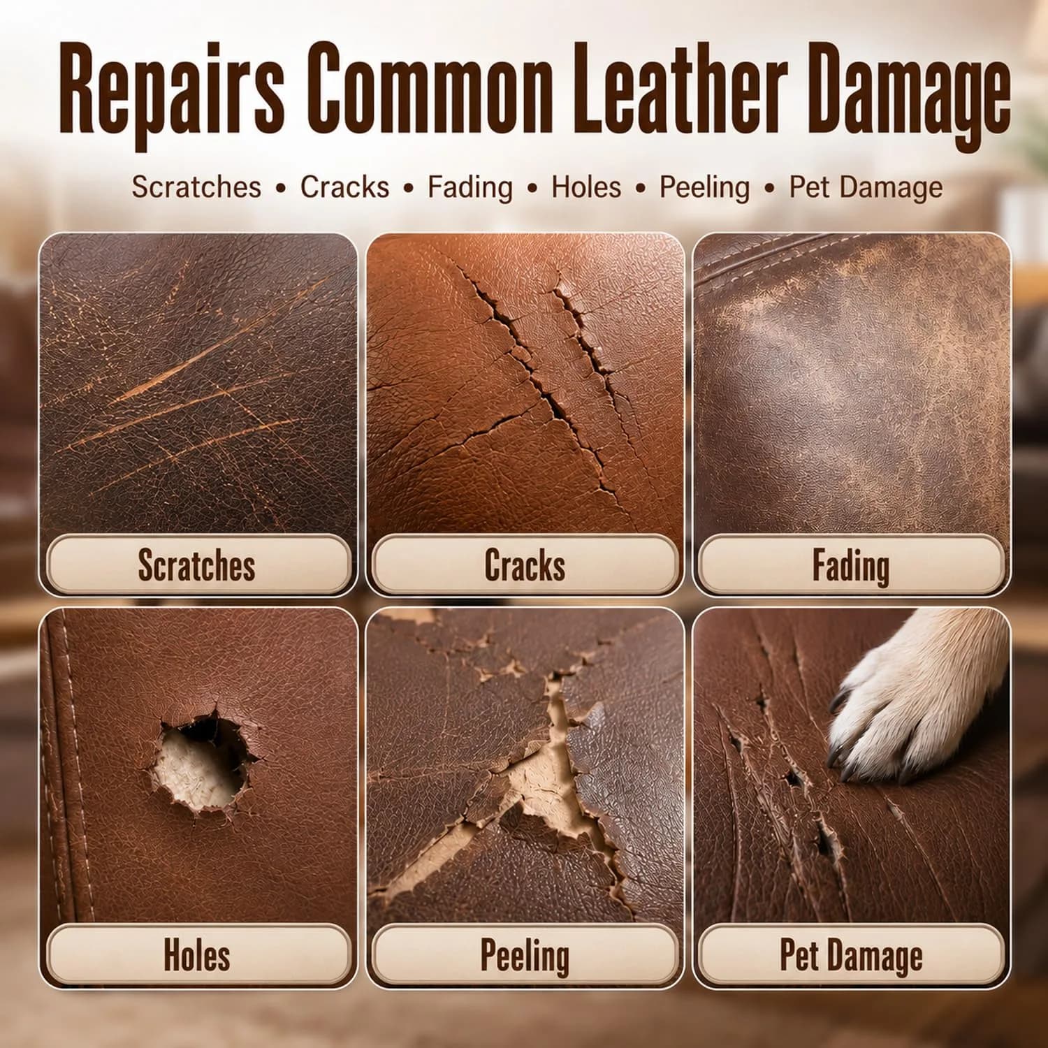 ARCSSAI ARCSSAL Brown Leather Repair Kit | Restores Furniture, Sofas, Jackets, Car Seats & Purses - view 2