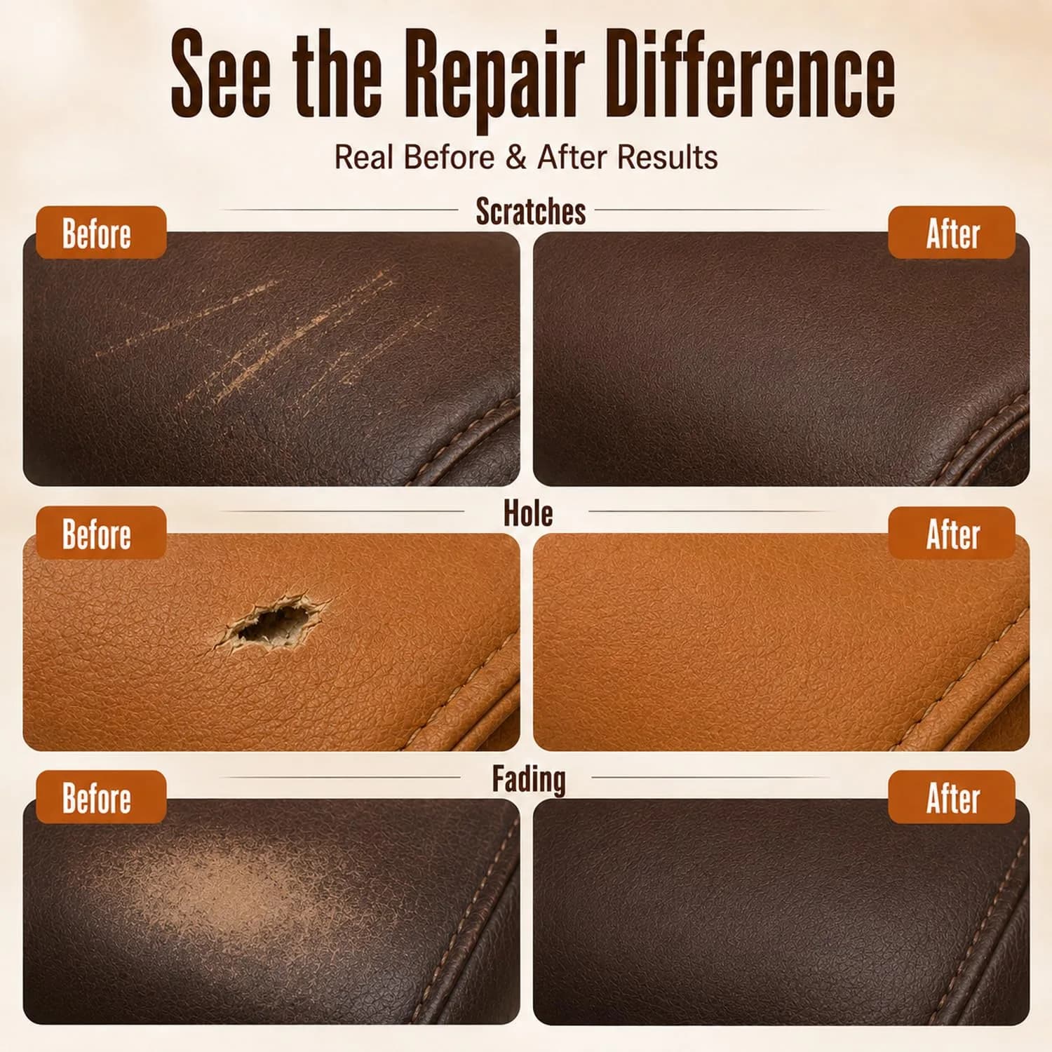 ARCSSAI ARCSSAL Brown Leather Repair Kit | Restores Furniture, Sofas, Jackets, Car Seats & Purses - view 4