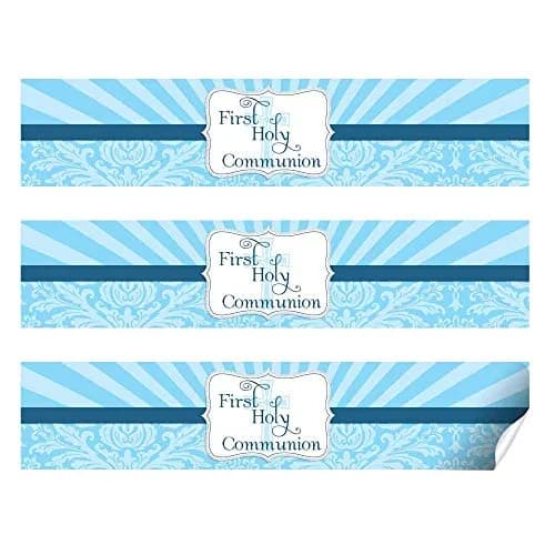 Amanda Creation First Holy Communion Water Bottle Wrappers for Boys 20 Pack 17.5cm (8.5"x1.75") | Catholic Sacrament Party Decorations thumbnail 5