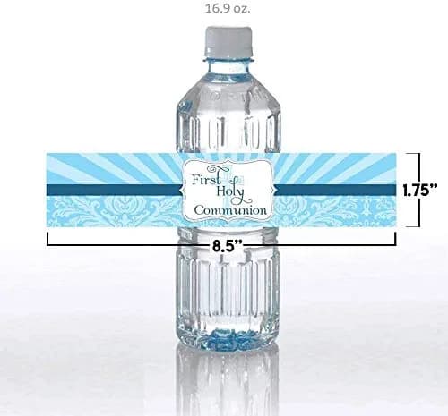 Amanda Creation First Holy Communion Water Bottle Wrappers for Boys 20 Pack 17.5cm (8.5"x1.75") | Catholic Sacrament Party Decorations thumbnail 7
