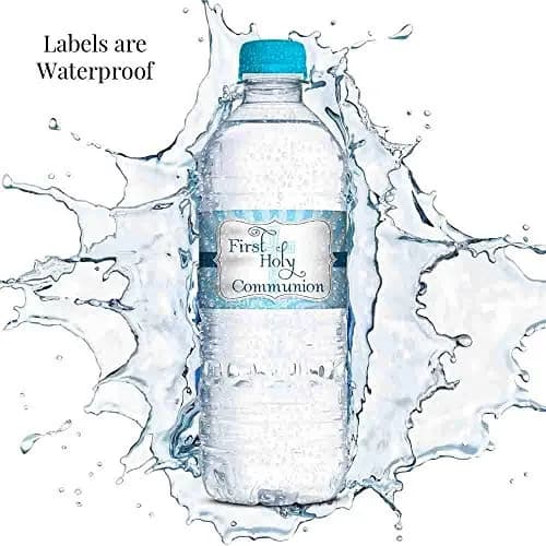 Amanda Creation First Holy Communion Water Bottle Wrappers for Boys 20 Pack 17.5cm (8.5"x1.75") | Catholic Sacrament Party Decorations thumbnail 3