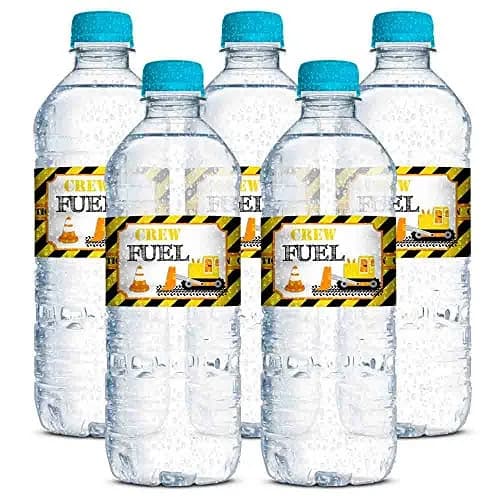 Amanda Creation Waterproof Water Bottle Sticker Wrappers 20 Labels | Construction Site Birthday Party thumbnail 4