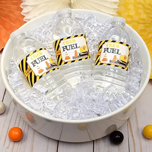 Amanda Creation Waterproof Water Bottle Sticker Wrappers 20 Labels | Construction Site Birthday Party thumbnail 6