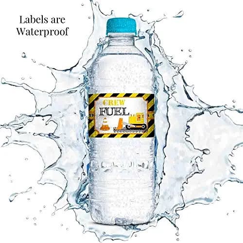 Amanda Creation Waterproof Water Bottle Sticker Wrappers 20 Labels | Construction Site Birthday Party thumbnail 3