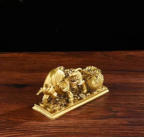BRASSTAR Gold Resin Feng Shui Bull Statue 13.5cm (5.3in) | Attracts Wealth & Fortune thumbnail 7