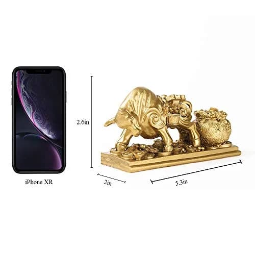 BRASSTAR Gold Resin Feng Shui Bull Statue 13.5cm (5.3in) | Attracts Wealth & Fortune thumbnail 2