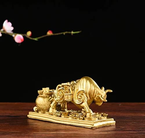 BRASSTAR Gold Resin Feng Shui Bull Statue 13.5cm (5.3in) | Attracts Wealth & Fortune thumbnail 3