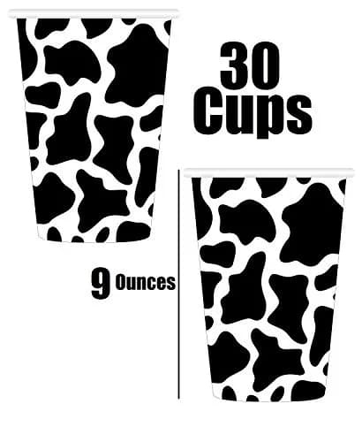Oojami Cow Print Party Supplies Pack for 30 Guests | 120 Pcs Dinner Plates, Dessert Plates, Cups, Napkins thumbnail 4