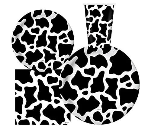 Oojami Cow Print Party Supplies Pack for 30 Guests | 120 Pcs Dinner Plates, Dessert Plates, Cups, Napkins thumbnail 2