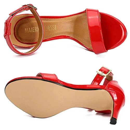 MAIERNISI JESSI Unisex Ankle Strap Heeled Sandals | Open Toe, Patent Red, 14.5 Women/13 Men thumbnail 6