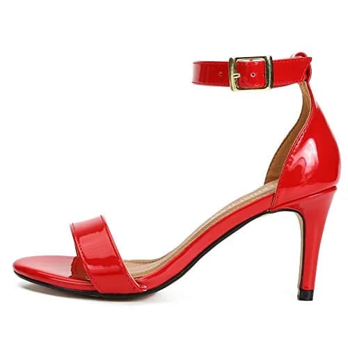 MAIERNISI JESSI Unisex Ankle Strap Heeled Sandals | Open Toe, Patent Red, 14.5 Women/13 Men thumbnail 7