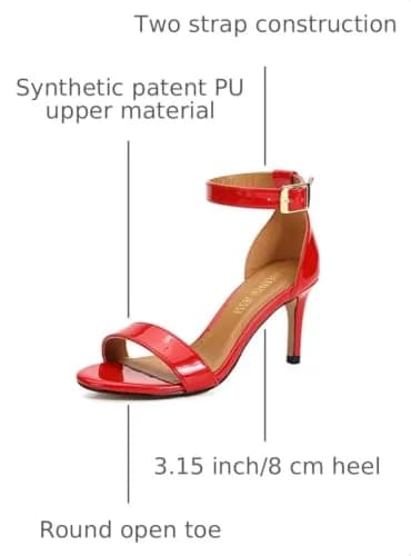 MAIERNISI JESSI Unisex Ankle Strap Heeled Sandals | Open Toe, Patent Red, 14.5 Women/13 Men thumbnail 3