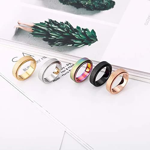 OreilleStar Fidget Spinner Ring for Women & Adults 6mm Black | Titanium Stainless Steel thumbnail 5