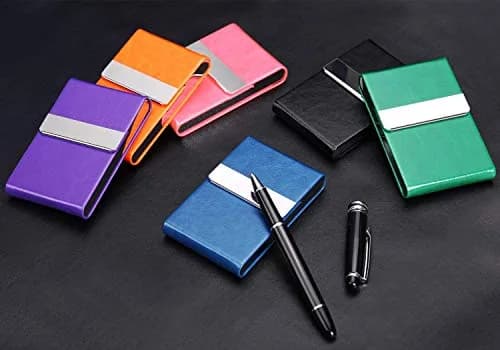 JuneLsy Professional PU Leather Business Card Holder Case with Magnetic Shut (S-Mint Green, 15-20 Cards) thumbnail 2